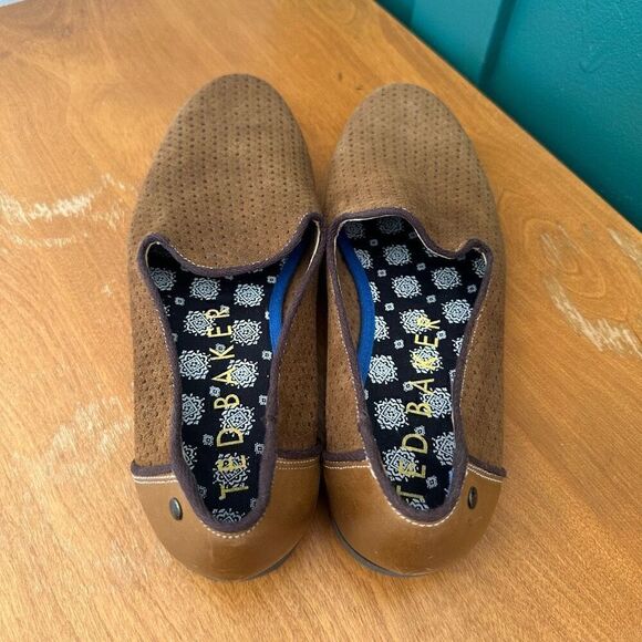 Ted Baker Men’s Oshua Perforated Suede Cognac Brown Leather Slip on Loafers - Picture 9 of 10